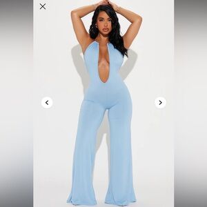 Blue Halter Jumpsuit